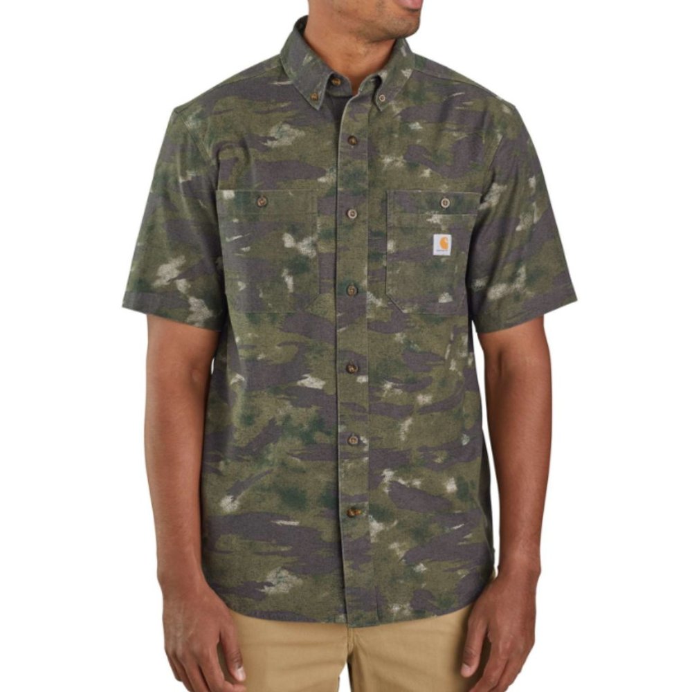 CARHARTT MEN'S RUGGED FLEX MIDWEIGHT CANVAS SHORT SLEEVE CAMO SHIRT NEW